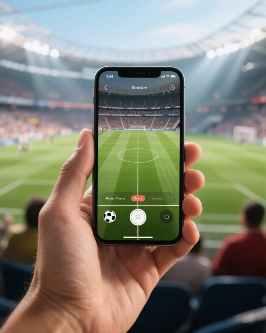 手机观看足球比赛的移动端观赛示意图