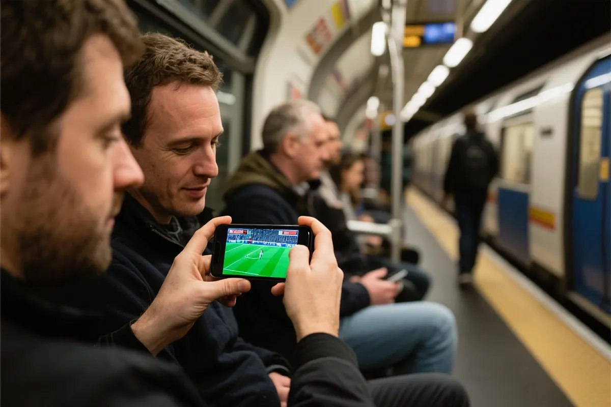 通勤场景手机看球示意图