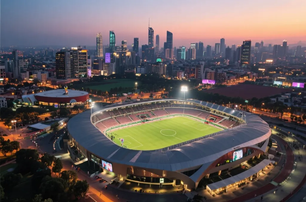 墨西哥世界杯承办城市与球场外观的城市全景